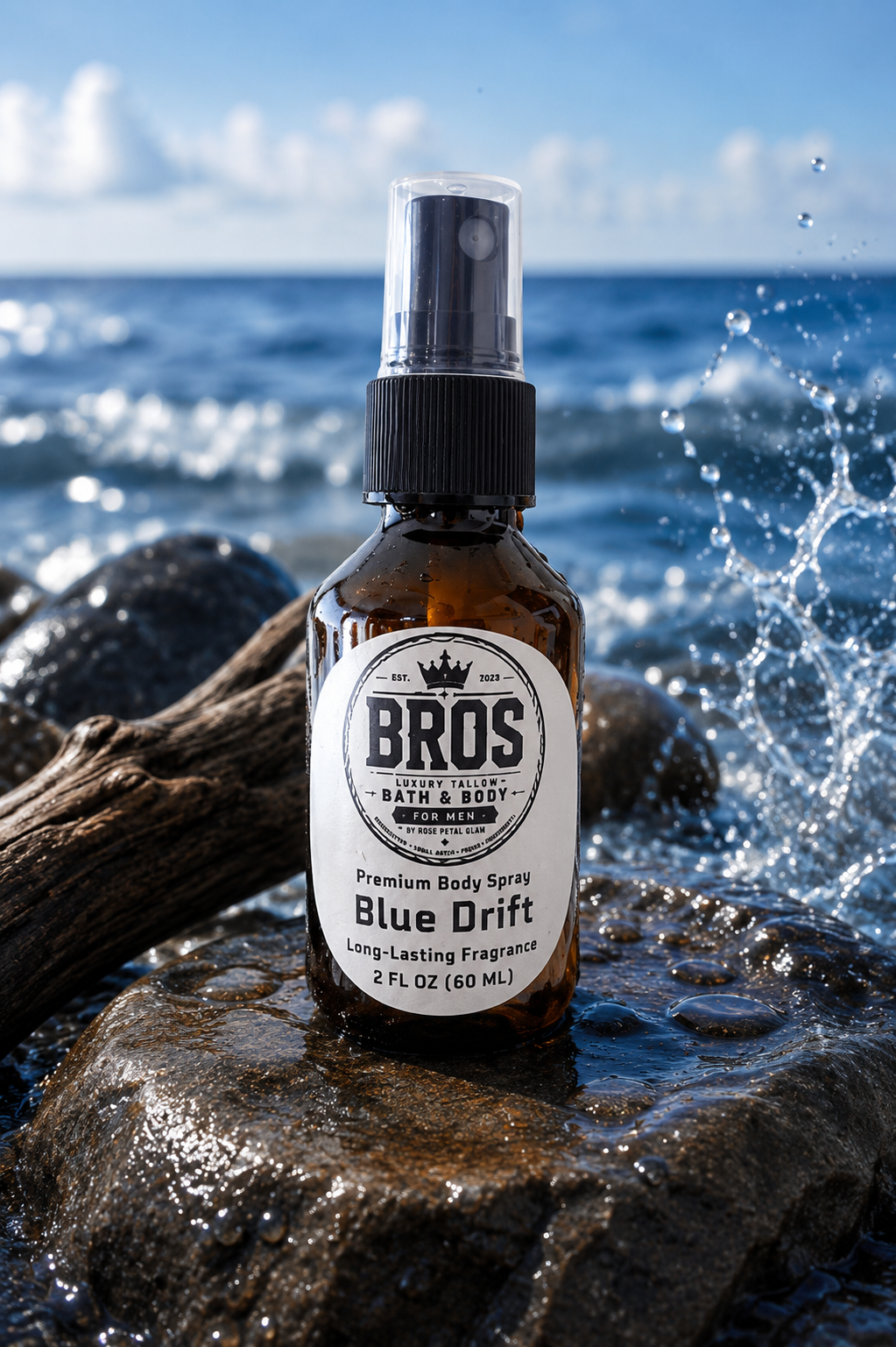 BRO'S Blue Drift Premium Body Spray 2.0 Net Wt. 2 oz (60 mL)